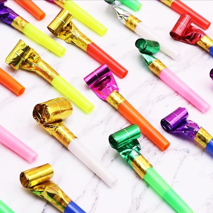 100 Pcs Party Blower, Colorful Birthday Noisemakers Funny Birthday Blow Horns by Unknown