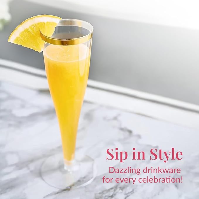 Prestee 48 Disposable Plastic Champagne Flutes - Image 2