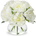 Hollyone Fake Flowers White Peonies Artificial Flowers Faux Flowers by Hollyone