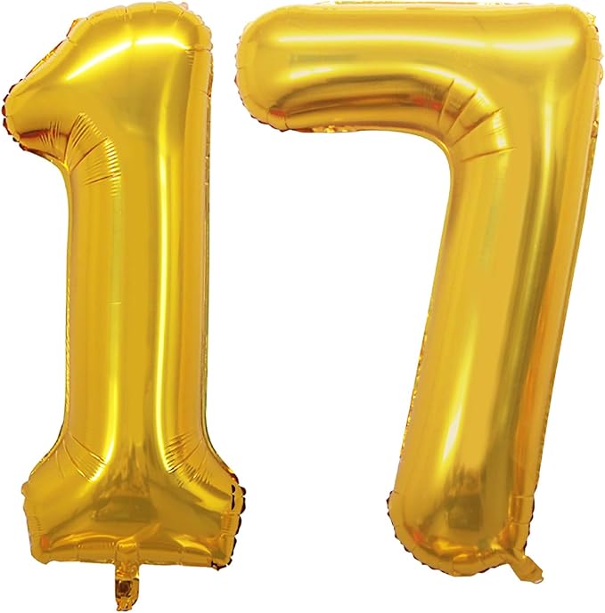 GOER Number 17 Balloons for 17th Birthday Sweet 17 Party Decorations, 42 Inch by GOER