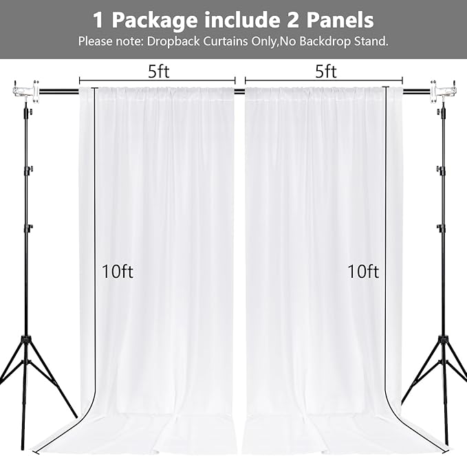 MEETSKY 10 feet x 10 feet White Backdrop Curtain - Image 3