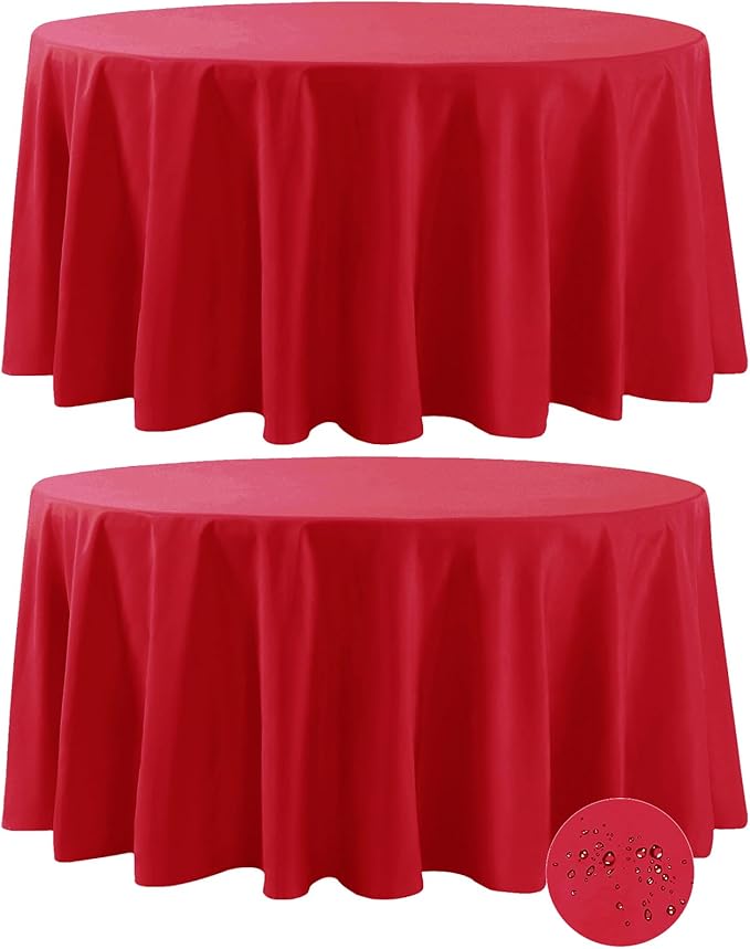 Fokitut 2 Pack Waterproof Round Tablecloth, 120 Inch, Stain Resistant and by BalsaCircle