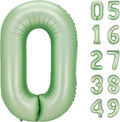 Sage Green Helium Number Balloon 40 Inch, Giant Foil Oliver Green Number 0 by Upgesy