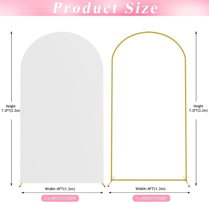 Wokceer 7.2 FT Wedding Arch Backdrop Stand and White Arch Cover, Metal Arch - Image 2