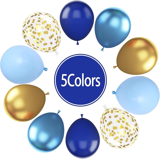 Paready Blue and Gold Latex Balloons - Image 7