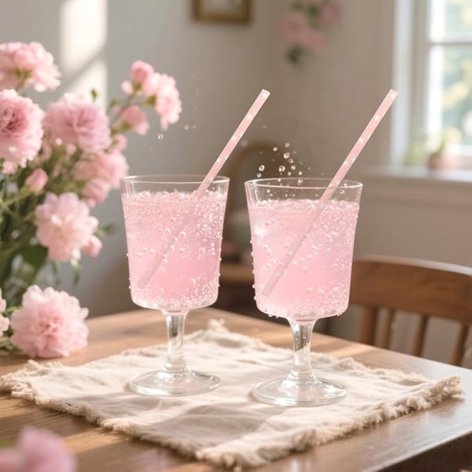 Pink Straws Disposable Biodegradable Star Paper Straws - Image 3