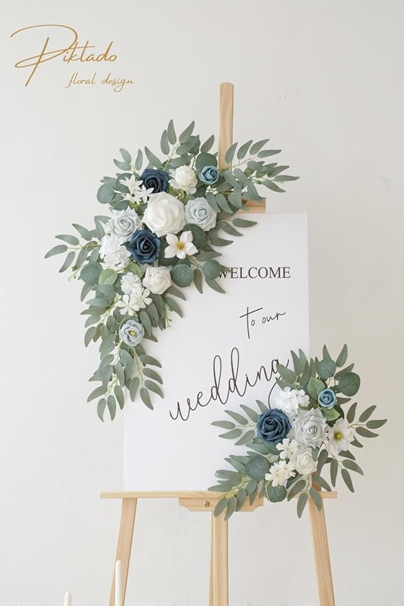 Faux Flower Swag Set of 2 for Wedding Welcome Signs Floral Swag Wedding - Image 2