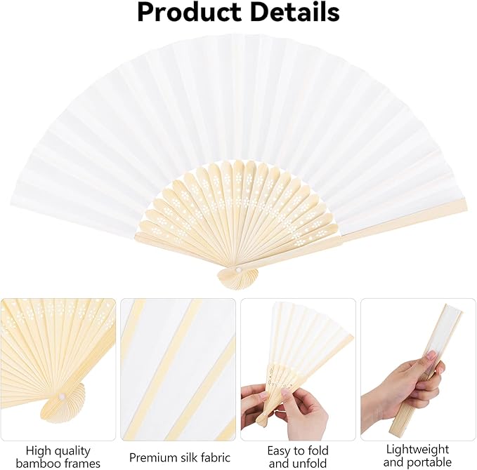 MCEAST 50 Pieces Silk Folding Fan - Image 3