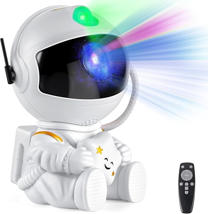 Astronaut Galaxy Projector Night Light – White Astronaut Holding Star, Star by XHSY
