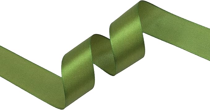Olive Green Satin Ribbon 1 inch X Continuous 25 Yards, Single Face Polyester - Image 2
