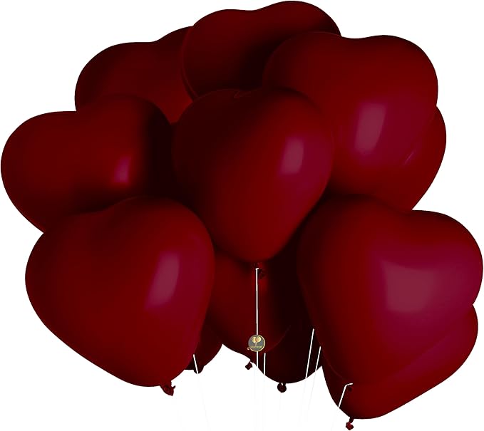 AFTERLOON® Biodegradable Balloons 100 pcs Ruby Red 12 Inch Heart Shaped - Image 2