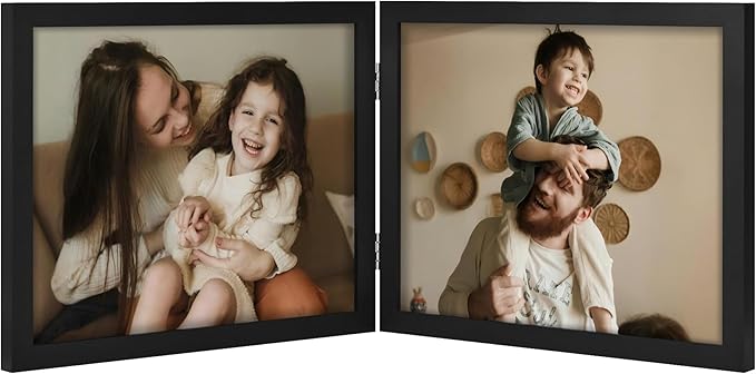decorUhome Double 10x8 Picture Frame Vertical, Engineered Wood Bifold Photo by decorUhome