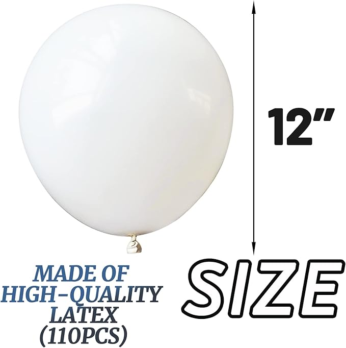 110pcs White Balloon 12 inch - Image 2