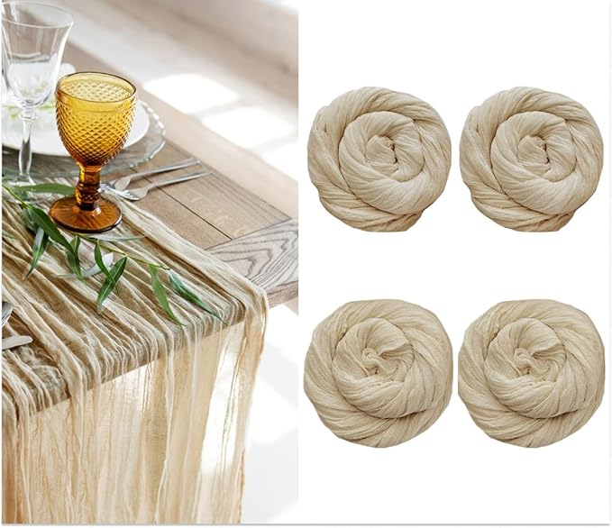 Gauze Table Runner Bulk Cheesecloth Table Runner 141 in Long Sand Set of 4 Boho by YourMagicMoment