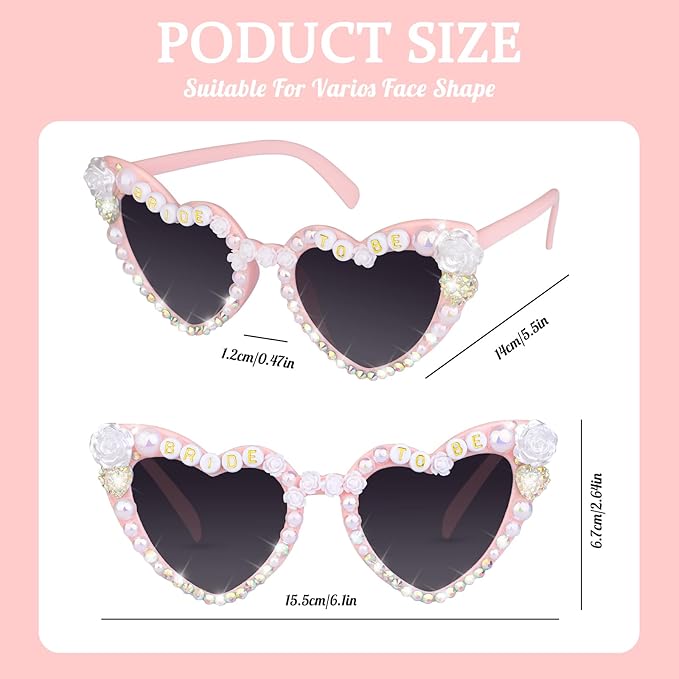 Bride Sunglasses for Bachelorette White Heart Glasses for Bride to Be Gift - Image 4