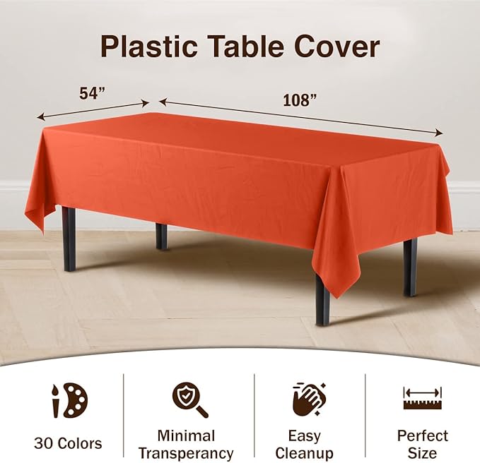 Exquisite 12-Pack Premium Plastic Tablecloth 54in. x 108in. Rectangle Table - Image 3