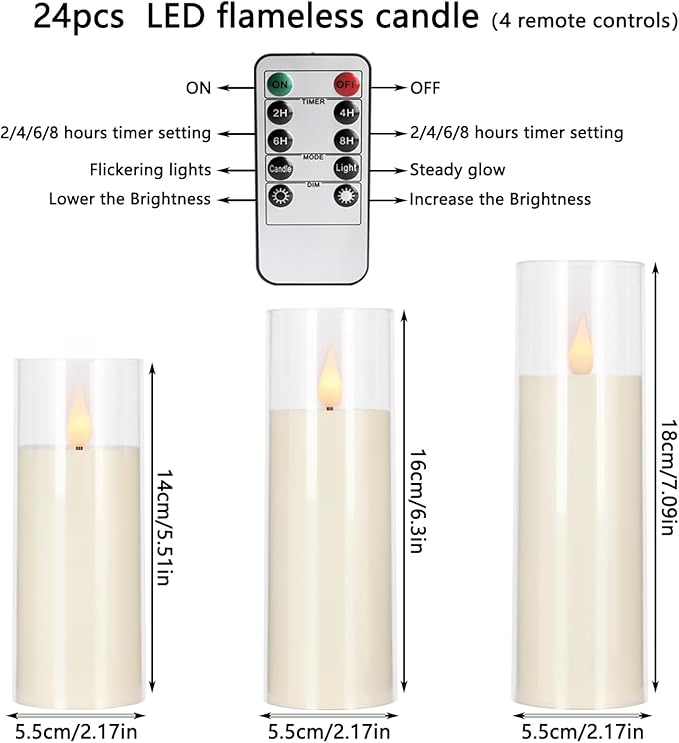 24-Pack A-Series Acrylic LED Flameless Candles - Image 4