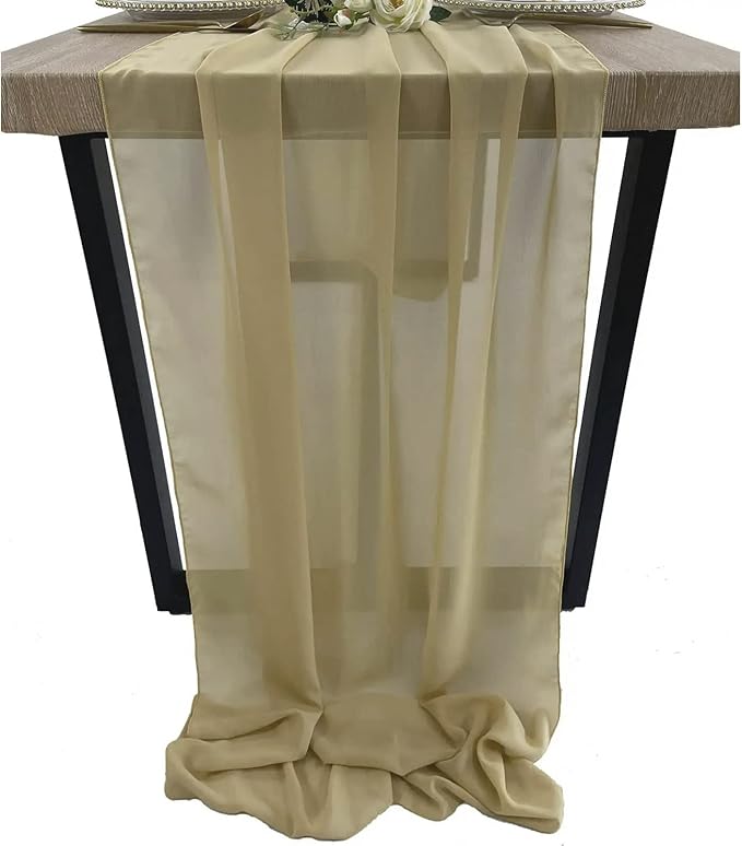 EHLDekol 10 Packs Chiffon Table Runners 27 x 120 inches Romantic Sheer Wedding - Image 2