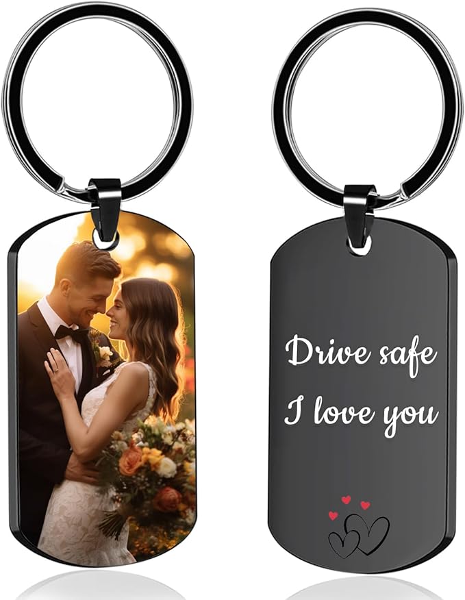 Custom Keychain with Picture, Personalized Keychain with Engraving Photo/Text by XINYIMAI