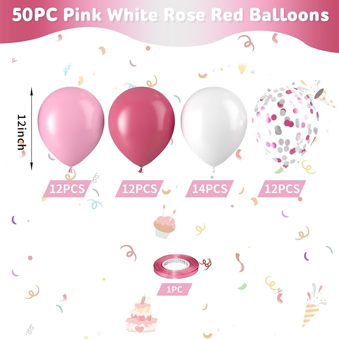 Hot Pink White Balloons - Image 6