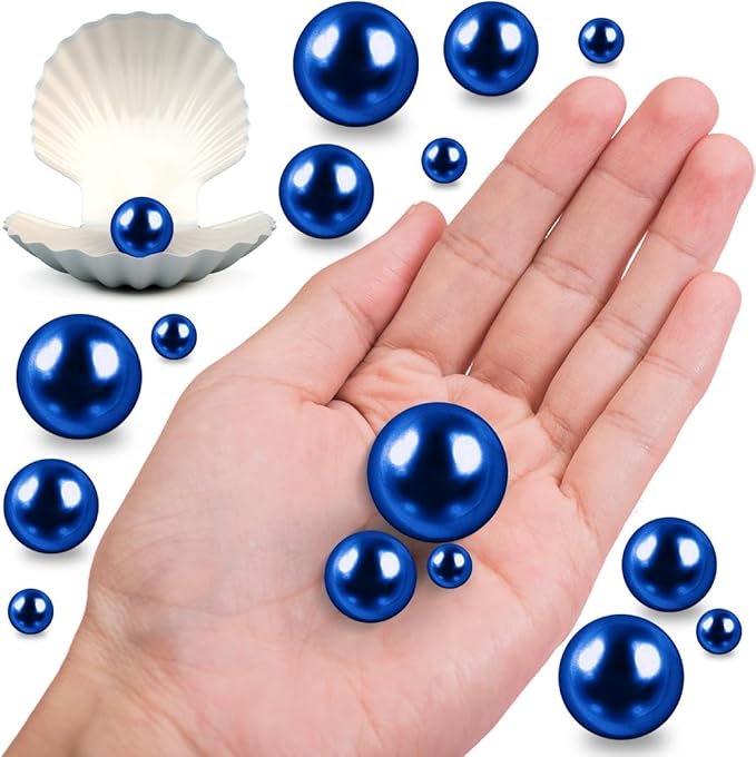 150Pcs Navy Blue Polished No Hole Faux Pearl Beads - Image 4