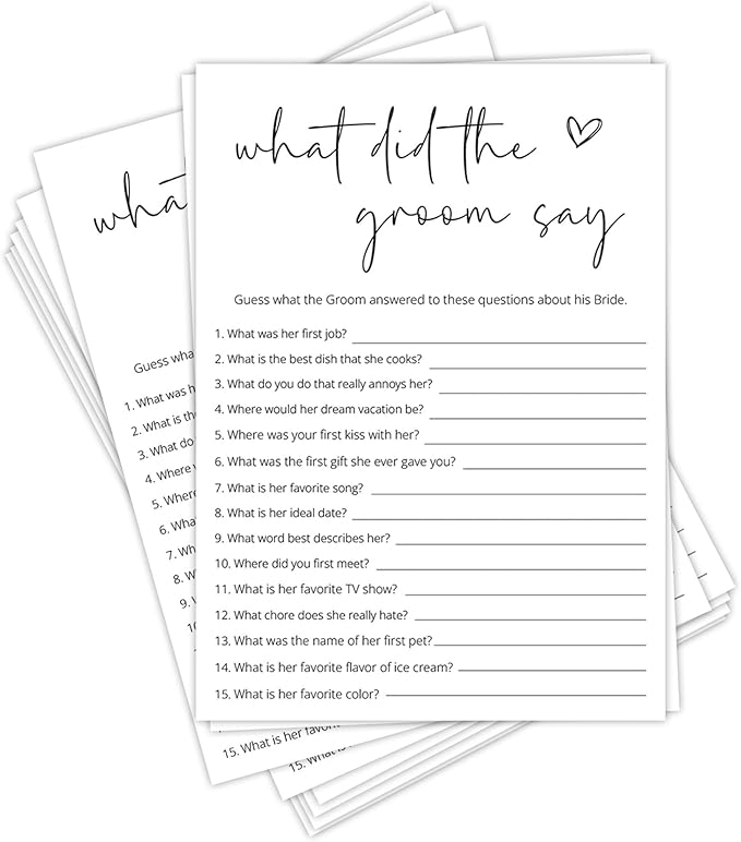 Bridal Shower Games, What Did The Groom Say, Wedding Shower Games by Tsunerrorami