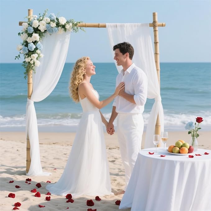 MLMW Wedding Arch Draping Fabric 4 Panels 29" x 20Ft White Sheer Wedding Arch - Image 2