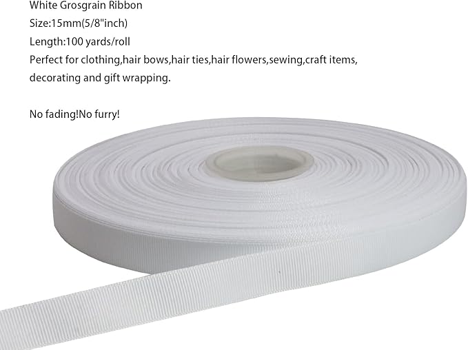 Jesep One Roll 100 Yards 5/8" Soild Grosgrain Ribbon Boutique Gift Wrapping - Image 8