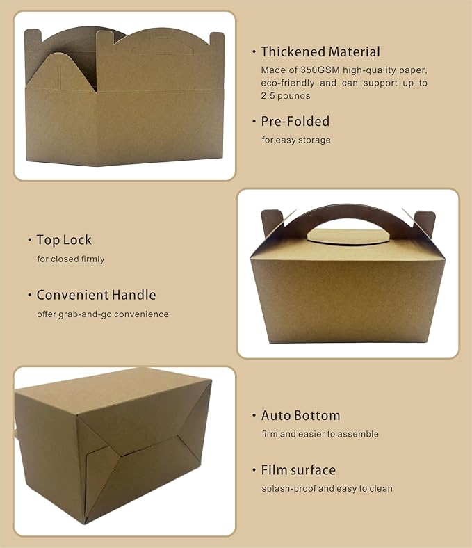 30-Pack Kraft Brown Gable Treat Boxes - Image 3