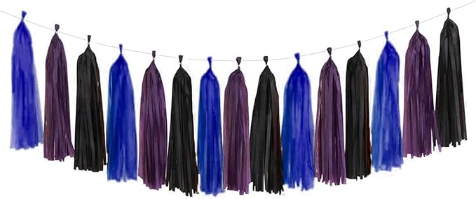 Dark Blue Dark Purple and Black Tassel Garland Banner Paper Tassels by Aimto