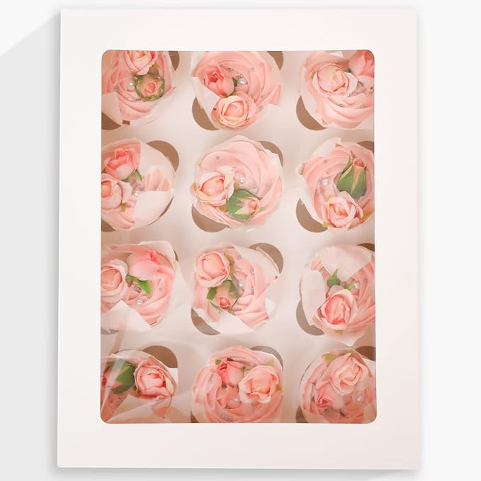 12 Cupcake Containers 20-Packs White Cupcake Box Cupcakes Carrier, 12 Cupcake - Image 2