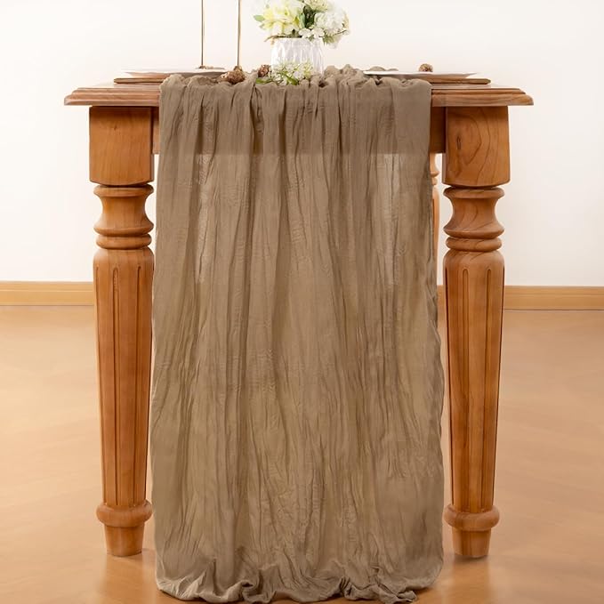 Nude Table Runner Cheesecloth Table Runner 14FT Farmhouse Table Runners 160 - Image 3
