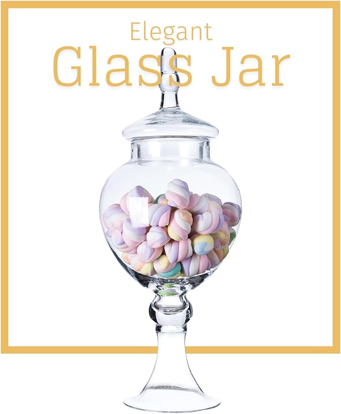 Diamond Star Clear Glass Apothecary Jars, Large Candy Buffet Display, Elegant - Image 5