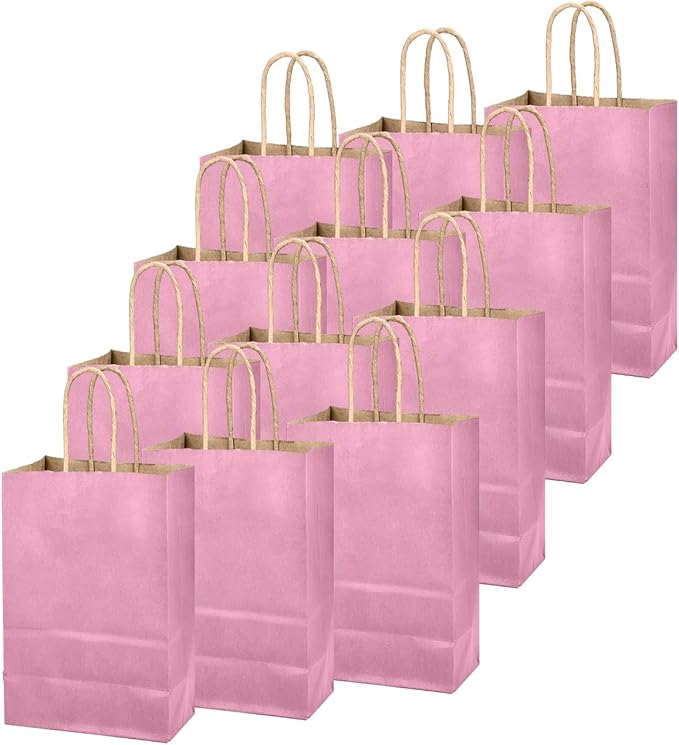 qiqee Purple Gift Bag with Handles Bulk 24Pcs Paper Bags -8.3"x6"x3. 15" Party - Image 2