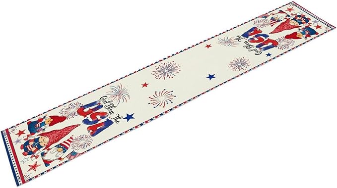 Cute Patriotic Gnomes Table Runner, American Independence Day 4th of July Gnome - Image 7