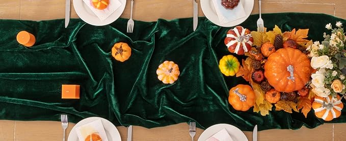 Emerald Green Velvet Table Runner 3 Pack Fall Thanksgiving Table Runners 20 x - Image 7
