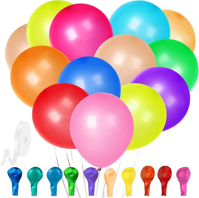 120 Pack Balloons Assorted Color 12 Inches Rainbow Latex Balloons, 10 Bright by GYIPFIPA