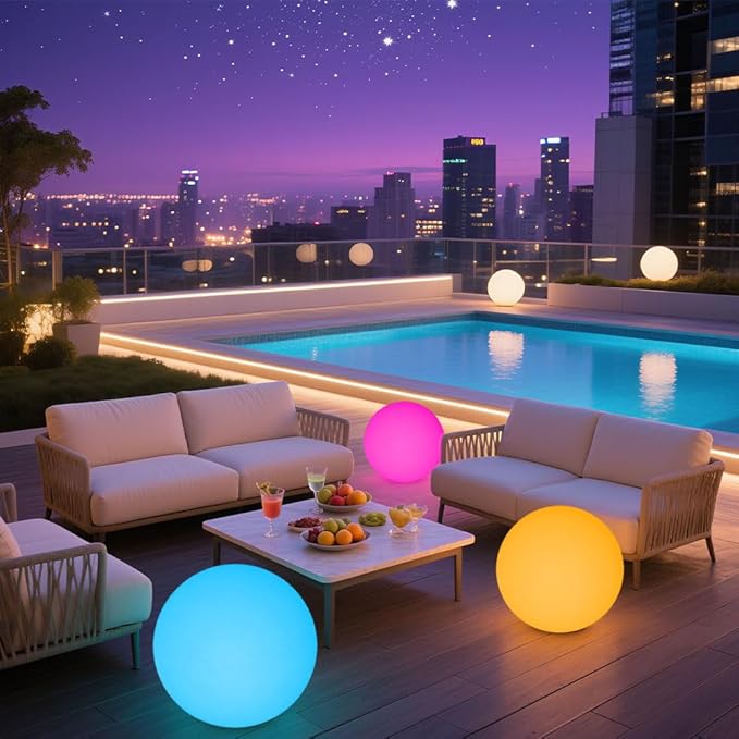 16 In Cordless LED Glowing Ball Light, LED Globe Orb Night Light w/Remote - Image 4