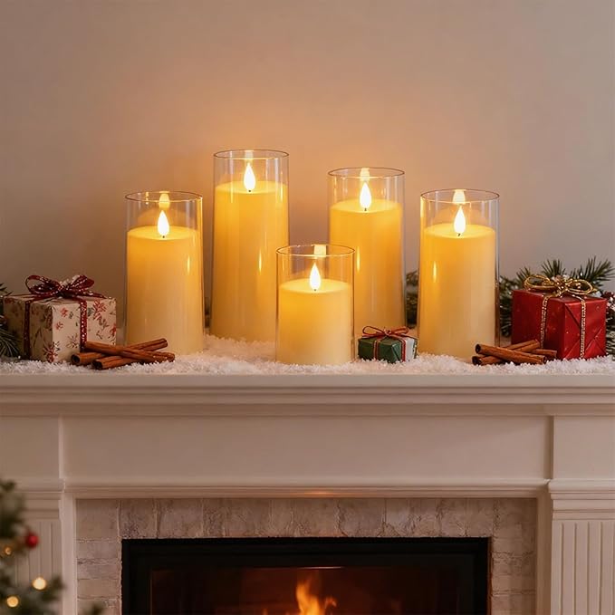 Fo32won Ivory White LED Flameless Pillar Candles Battery Operated - Image 4