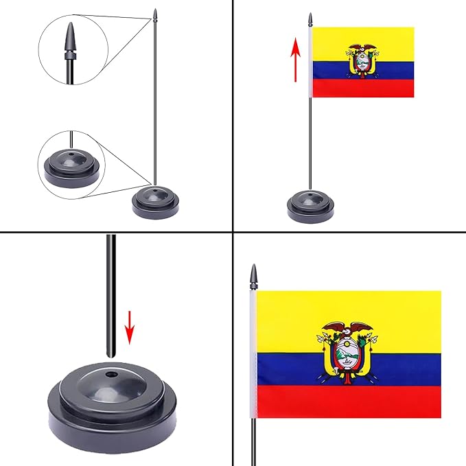WXTWK 2 Pack Ecuador Flag Ecuador Deluxe Desk Flag Set - Image 4