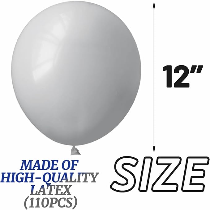 110pcs Grey Balloon 12 inch - Image 2