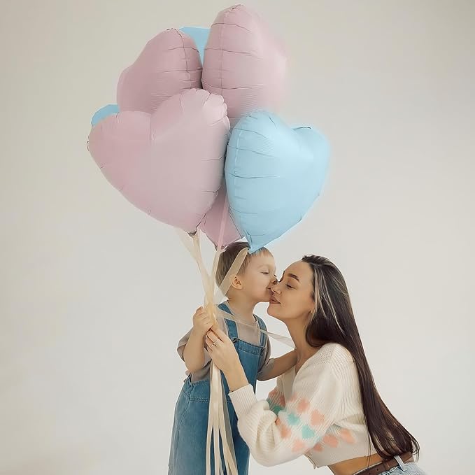 Pink Blue Heart Balloons, 18Inch Pastel Blue Helium Balloon - Image 5