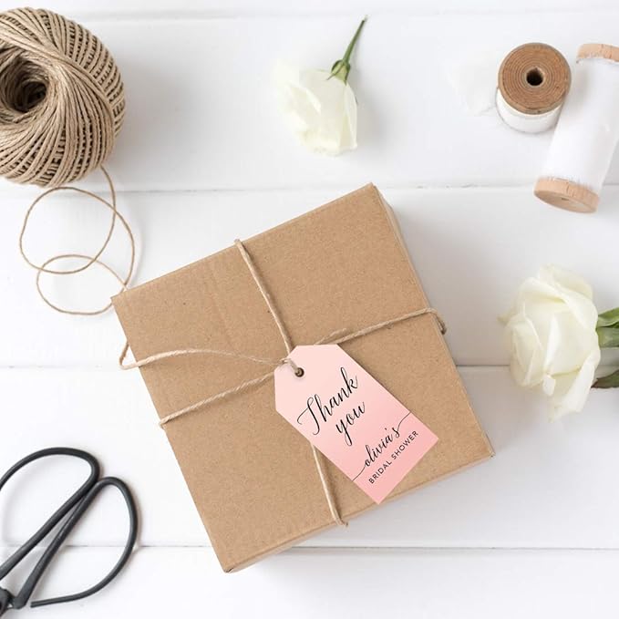 Andaz Press Personalized Blush Pink Rose Elegant Party Collection, Classic Tags - Image 2