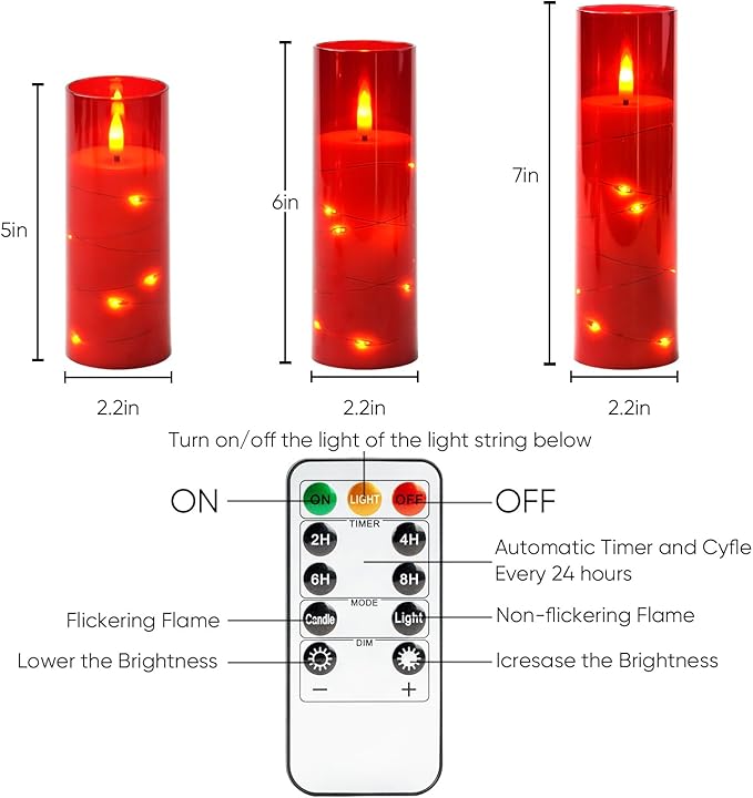 Homemory Red Flameless Candles - Image 6