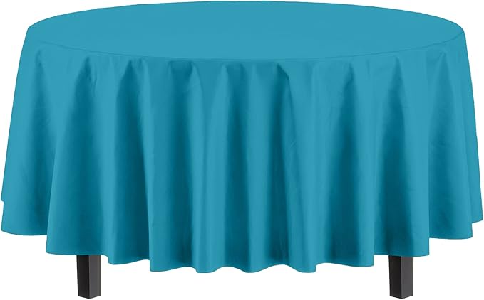 Party Solids Pack Of 12 Premium Plastic Tablecloth 84 Inch Round Table Cover - Image 2