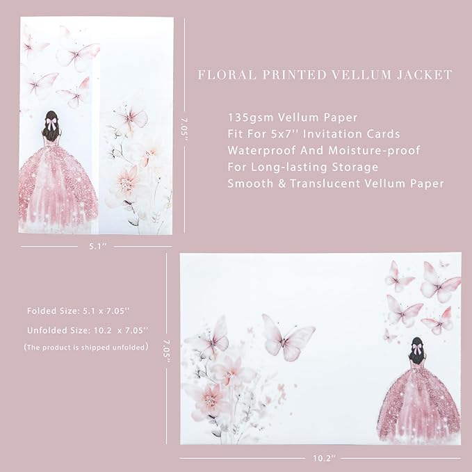 PONATIA 50 PCS Vellum Jackets for 5x7 Invitations - Image 5