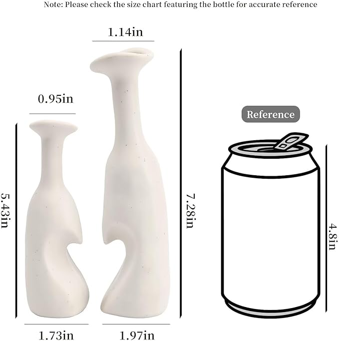Heart Shaped Small Ceramic Vases Set of 2 Home Decor Boho Vase Modern Matte - Image 2