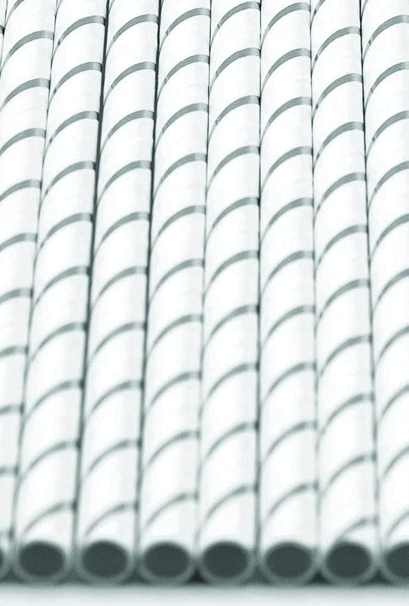 Pack of 900 Silver Foil Stripes Biodegradable 4-Ply Paper Drinking Straws - Image 3