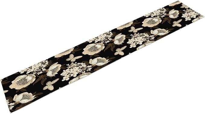 Watercolor Peony Table Runner, Modern Kitchen Dining Room Bohemian Floral - Image 2