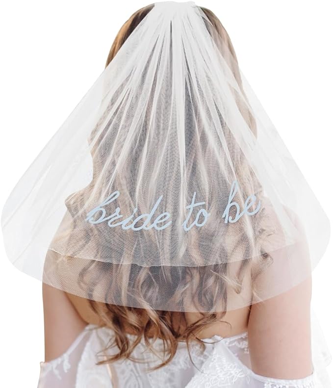 Bride To Be Embroidered Veil for Bachelorette Party Decorations, Bridal Shower by Everembrace